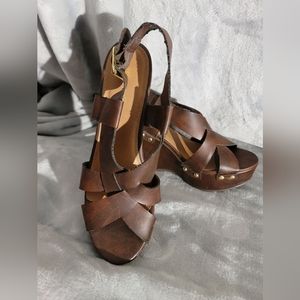 Brown Strap Wedges